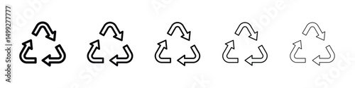 Recycle icon or logo illustration outline black style