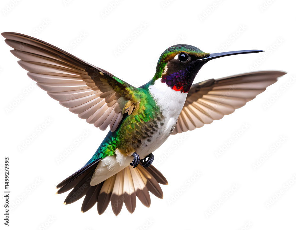 Fototapeta premium Black-Chinned Hummingbird Hovering Mid-Air Transparent background PNG