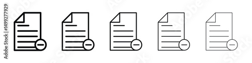 Remove document icon or logo illustration outline black style