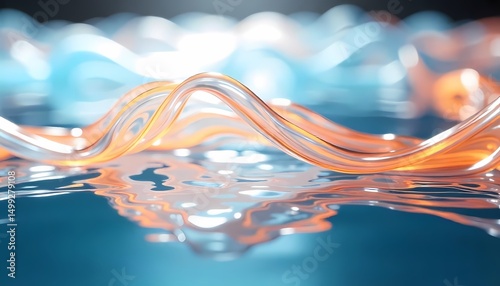 Colorful Abstract Wave Background with Blue Flowing Lines