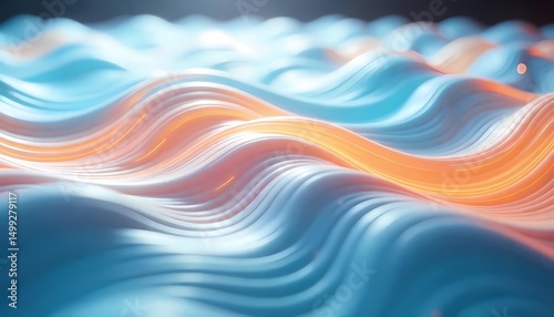 Colorful Abstract Wave Background with Blue Flowing Lines