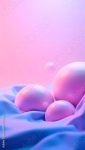 Pink and blue pills with heart shapes on a blue background, representing love, health, and care in medicine