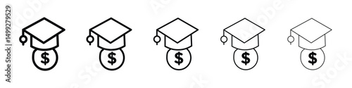 Scholarship icon or logo illustration outline black style