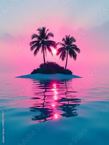 Beautiful night landscape with a moonlit sky, tree, and calm water reflecting the stars and clouds