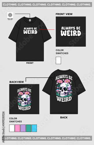 Design T shirt oversize, front and back
