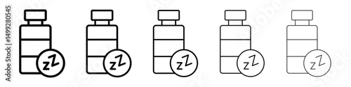 Sleeping pills icon or logo illustration outline black style