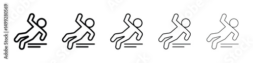 Slippery floor icon or logo illustration outline black style