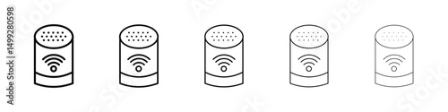Smart speaker icon or logo illustration outline black style