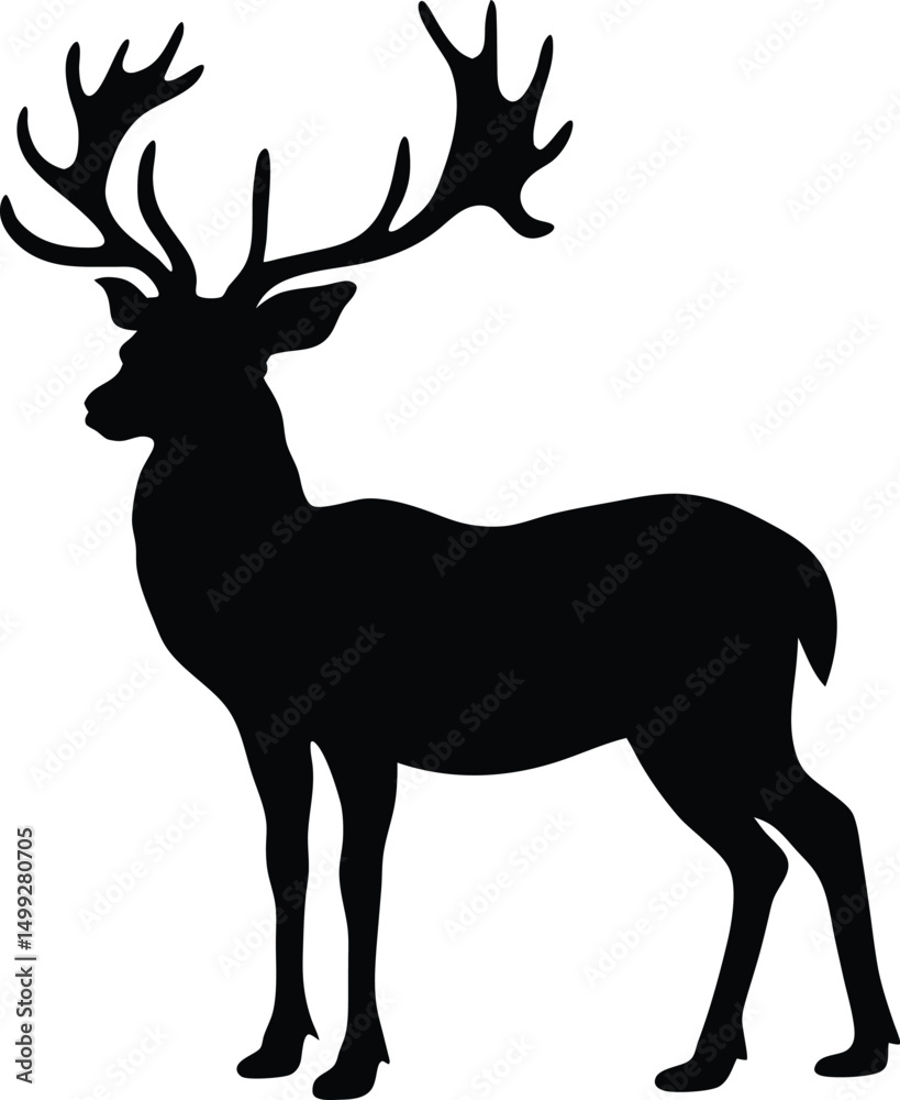 Obraz premium Majestic Stag Silhouette Elegant Black and White Design