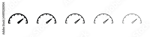 Speedometer icon or logo illustration outline black style