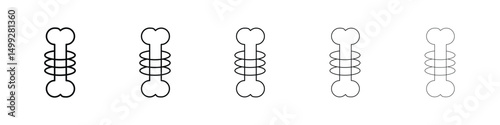 Strong healthy bones icon or logo illustration outline black style