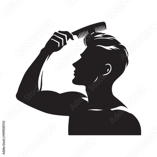 man combing his hair