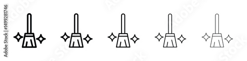 Sweeping icon or logo illustration outline black style