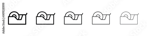 Tape dispenser icon or logo illustration outline black style