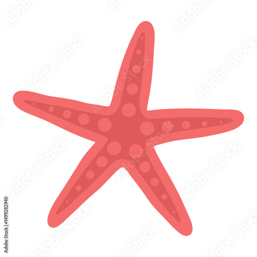 Flat vector red starfish isolated on white background. Simple sea animal design for summer decor, ocean themed projects