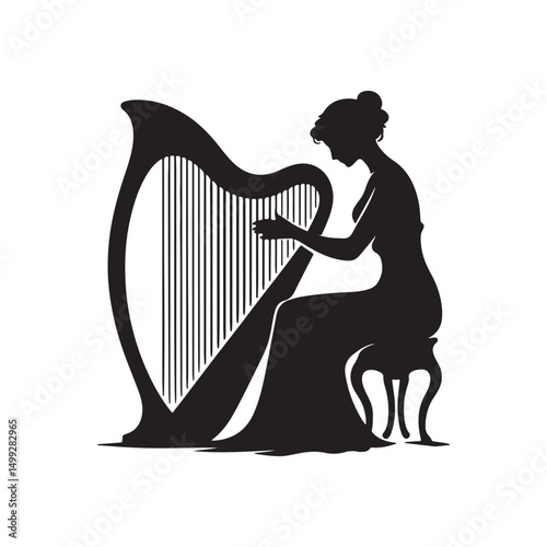 woman playing a harp