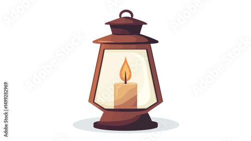 The image showcases a digital illustration of a lantern. The lantern is depicted in a warm brown hue with subtle shading to create a three-dimensional effect. It features a slightly trapezoidal shape.