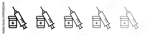 Vaccination icon or logo illustration outline black style
