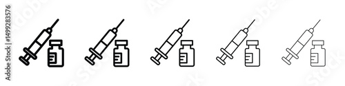 Vaccine vial icon or logo illustration outline black style