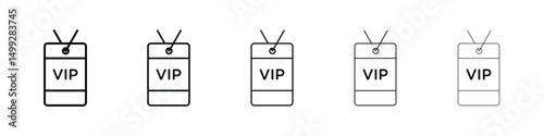 VIP neck tag icon or logo illustration outline black style