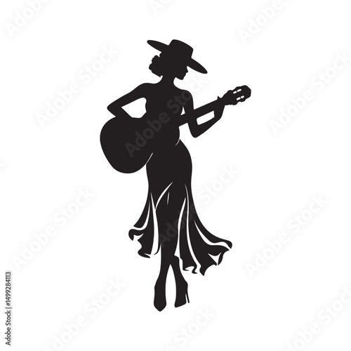 a Spanish woman playing a guitar