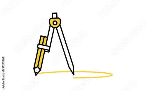 コンパスで円を描くシンプルな線画アイコン