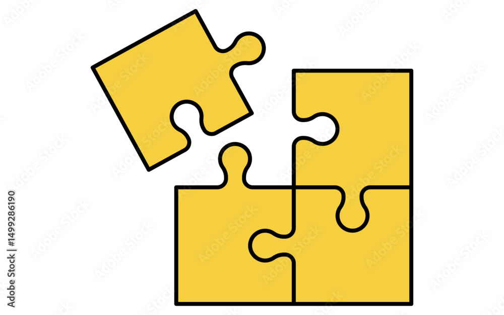 Obraz premium 組み合わせたパズルピースのシンプルな線画アイコン