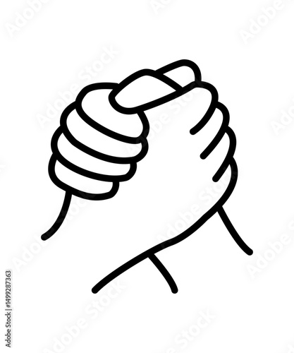 Holding hands line art icon. support and togetherness symbol.
