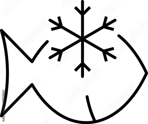Frozen Fish Outline Linear Image for Graphic and Web Design, Apps, Adverts, Various Cards
