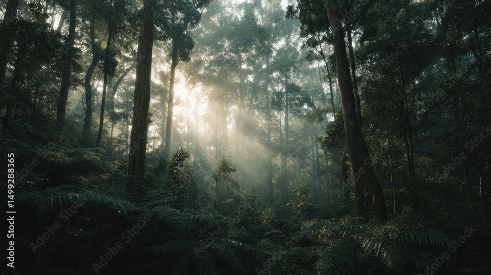 Fototapeta premium Ancient Rainforest Awakening at Dawn