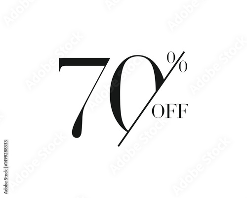 Sale Discount Label. Ethnic Shape Sale Promotion Stamp. Price Flat 70% Off Tag. Black and White Sale Label vector isolated.