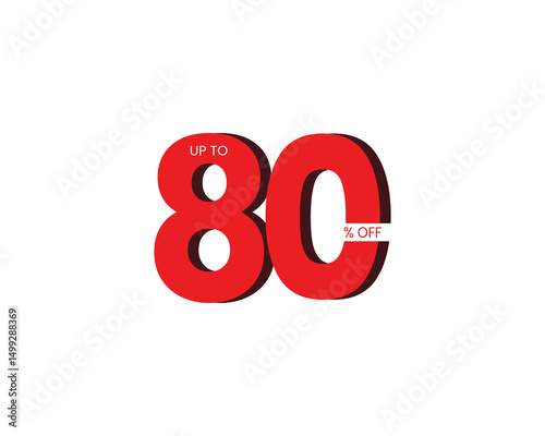 3d rendering of a up to  80 percent off discount vector design.
