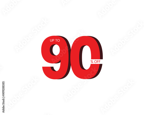 3d rendering of a 90 percent discount vector isolated design.