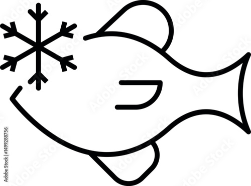Frozen Fish Minimalistic Symbol for Web and Graphic Design, Apps, Banners, Social Network and Cards