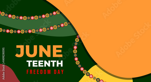 Juneteenth Freedom Day. Background design with flower circle ornaments for speech, ads, annual events on June 19