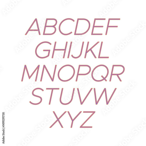 Pink outline uppercase letters alphabet abc
