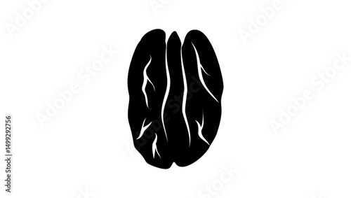 Pecan nut symbol, black isolated silhouette