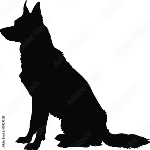 German Shepherd Dog Silhouette Sitting Profile View