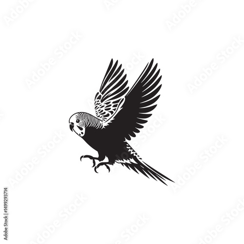 **"Cheerful Budgerigar Vector Silhouette: Vibrant Small Parakeet Design Featuring Curved Beak, Feather Detail, and Perched Pose in Clean, Minimalist Style for Crafts and Digital Art"**
