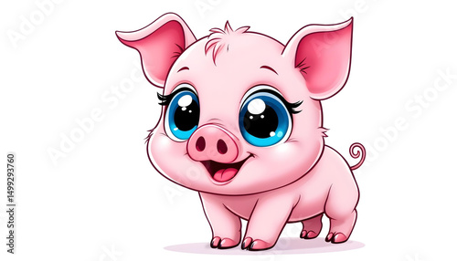 pink pig cartoon isolated on white