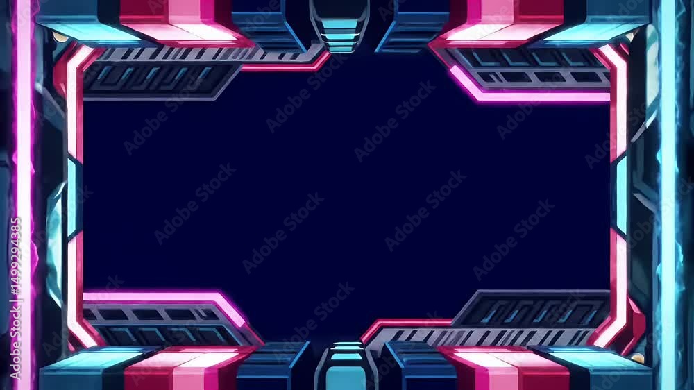 Futuristic neon frame for video game streaming