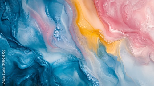 Abstract fluid art featuring vibrant colors swirling together in a harmonious blend.