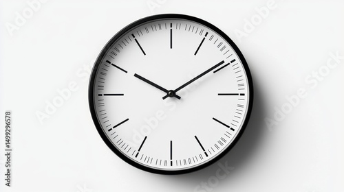 Wallpaper Mural A classic round wall clock with black numbers and hands displayed on a clean white background Torontodigital.ca