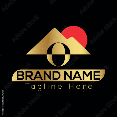 Vector logo illustration of a house symbol concept for a real estate business design web label stamp O logo design