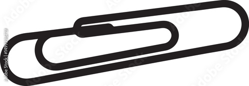 Large Black Paperclip Icon Isolated on White Background