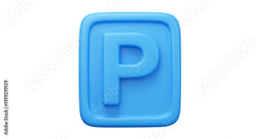 Blue P Letter Sign on White Background
