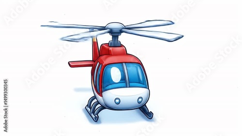 Helicopter animation sequence rotating and flying