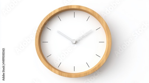 Wallpaper Mural Round wooden frame clock with white face lying flat against a bright white background Torontodigital.ca