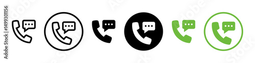 Single phone handset with speech bubble. Phone call message set icons, call us, phone call sign. Pictogram design for app advert, web banner button, ui interface element. Vector illustration 