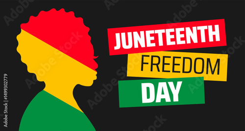 Juneteenth Freedom Day Banner. African American Heritage Celebration with Raised Fist and Pan-African Colors.